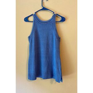 NWT Little Lies Blue knit tank with crochet detail